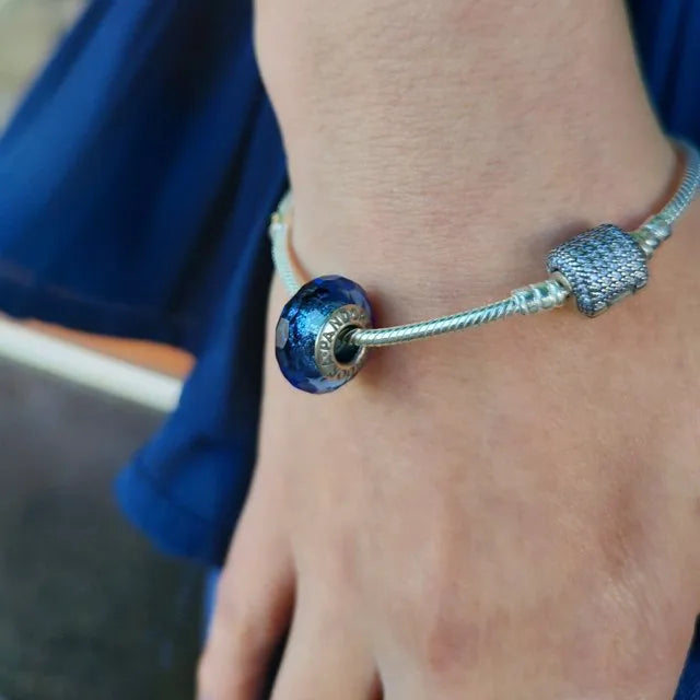 Charm Plata 925 - separador murano azul fuerte