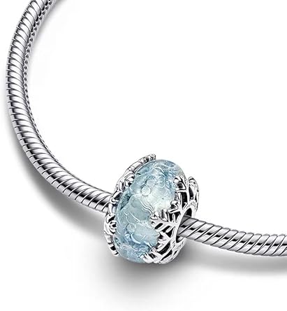 Charm Plata 925 - redondo murano copo de nieve