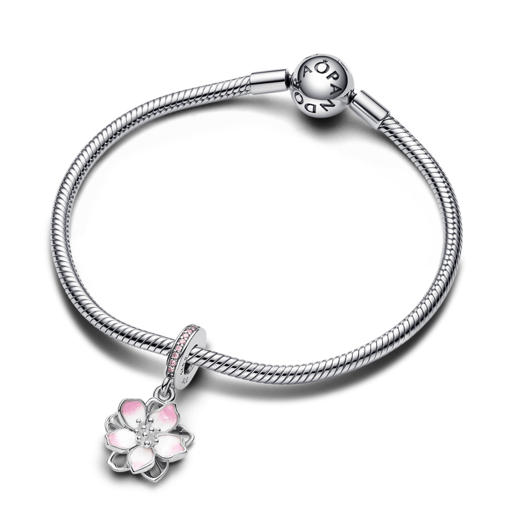 Charm Plata 925 - Colgante Flor rosa de Cerezo