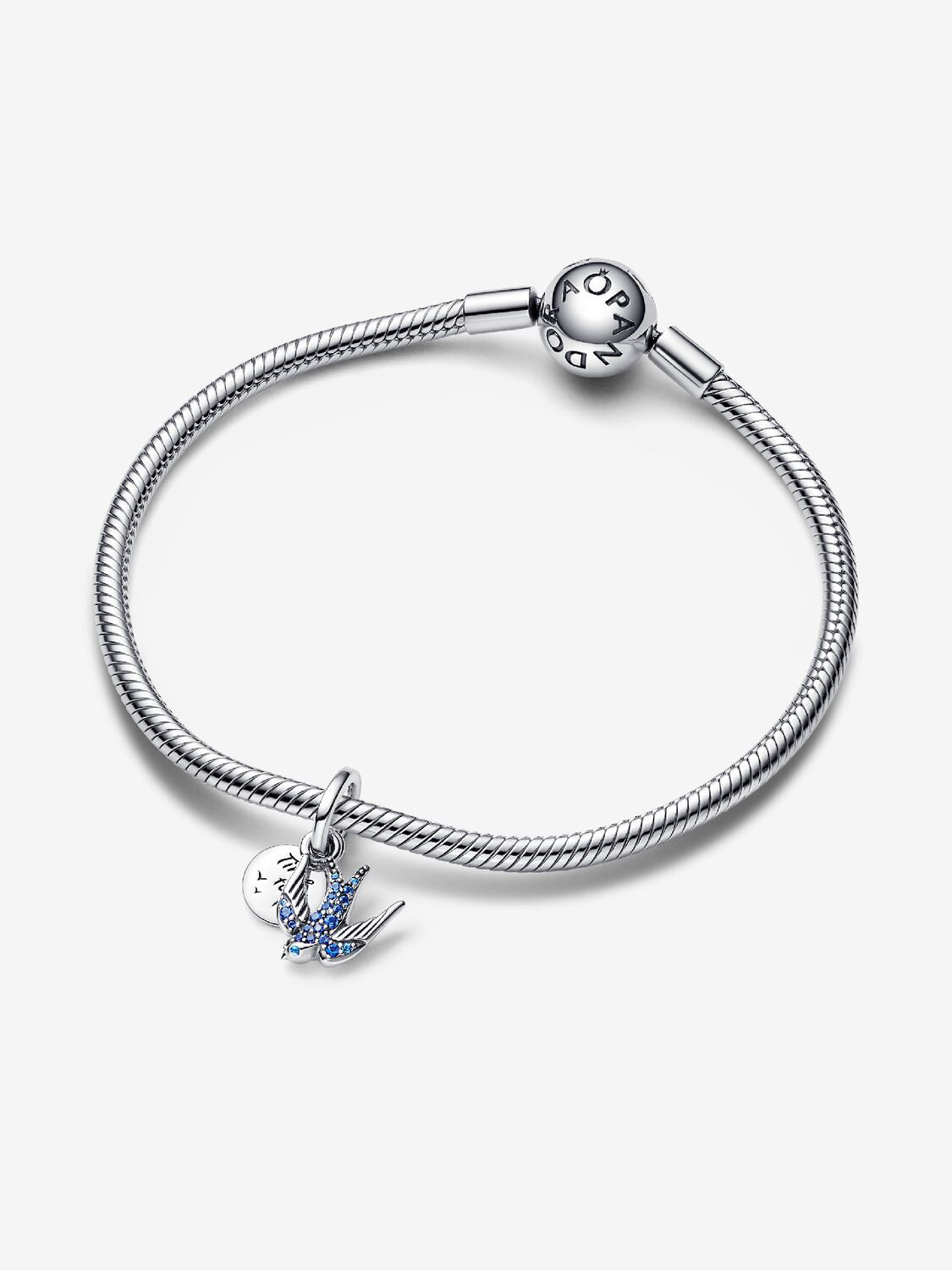 Charm Plata 925 - Colgante Doble Golondrina Brillante