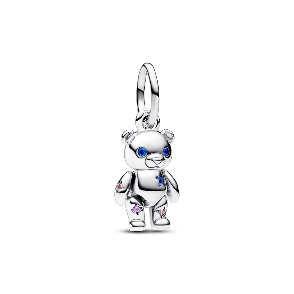 Charm Plata 925 - Colgante Osito de Peluche Móvil