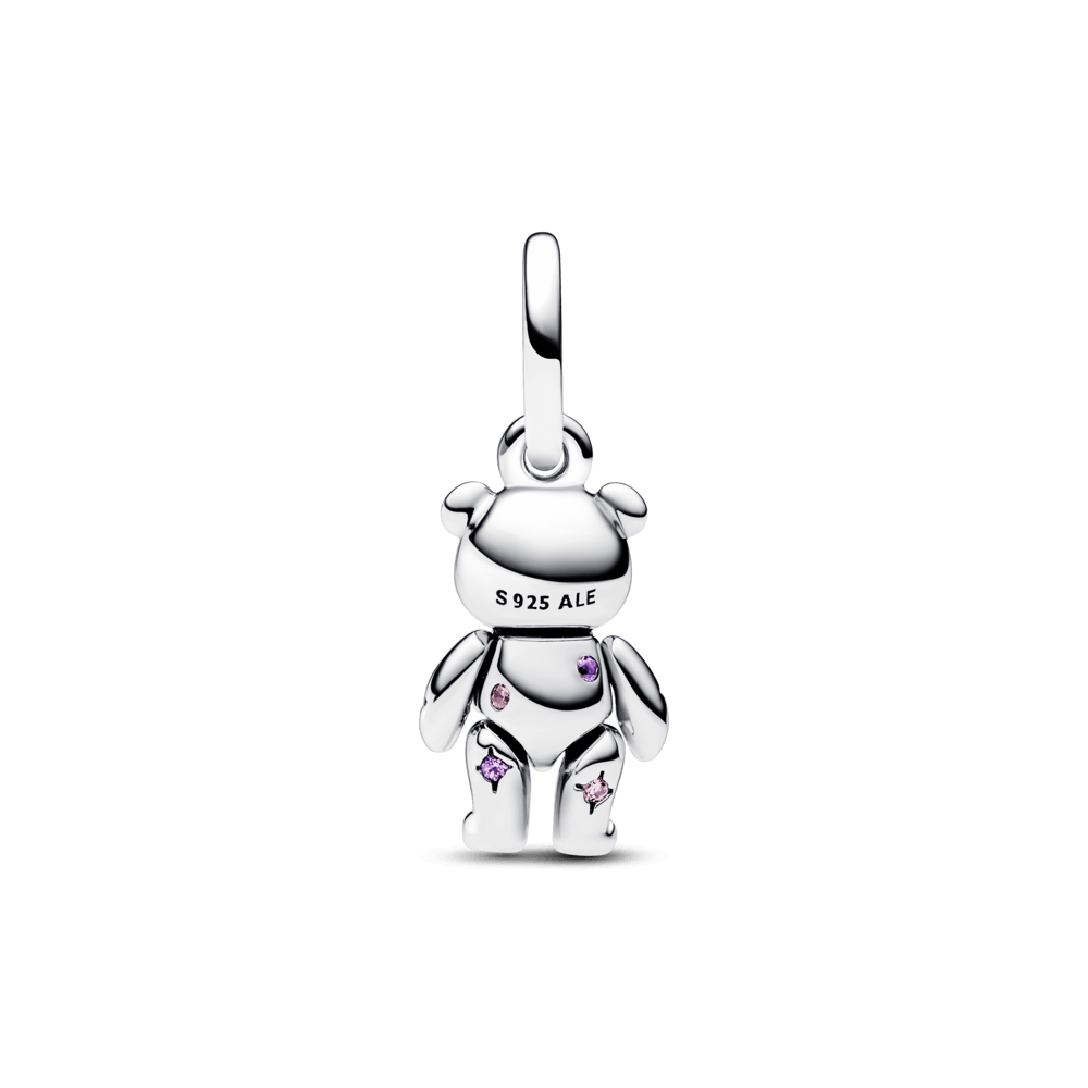 Charm Plata 925 - Colgante Osito de Peluche Móvil