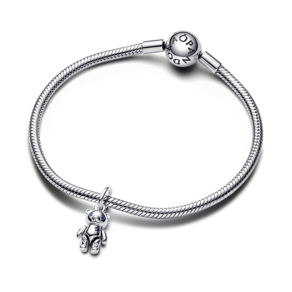 Charm Plata 925 - Colgante Osito de Peluche Móvil