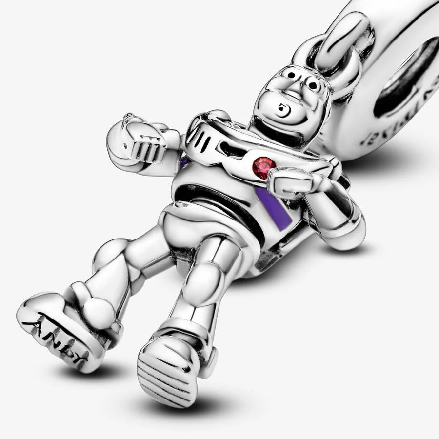 Charm Plata 925 - Disney Buzz Lightyear con circonita cúbica roja