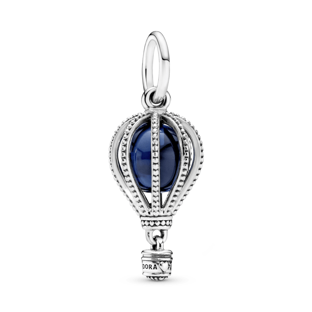 Charm Plata 925 - Colgante De Viaje Globo Aerostático Azul Oscuro