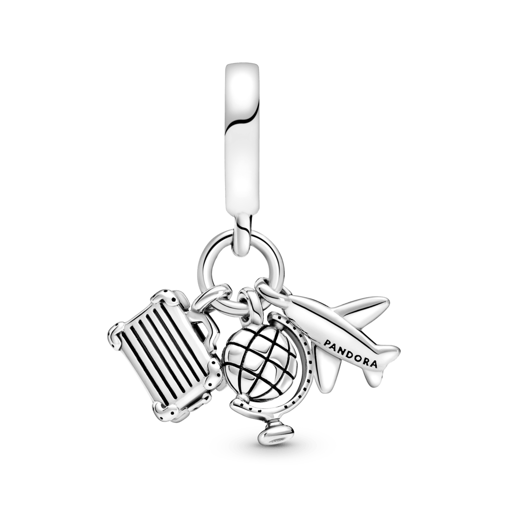 Charm Plata 925 - Colgante Avión, Globo Y Maleta