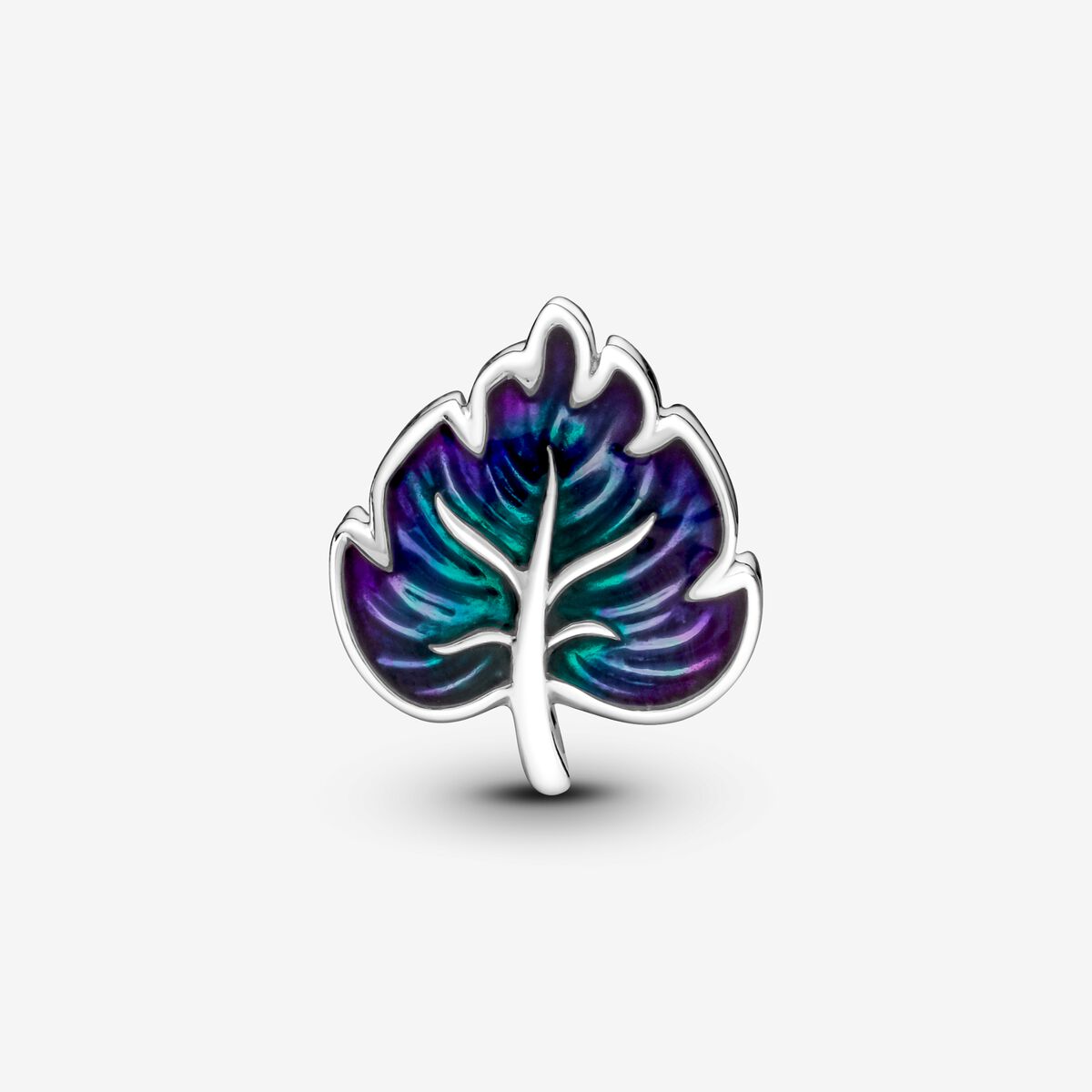 Charm Plata 925 - de hoja morada y verde