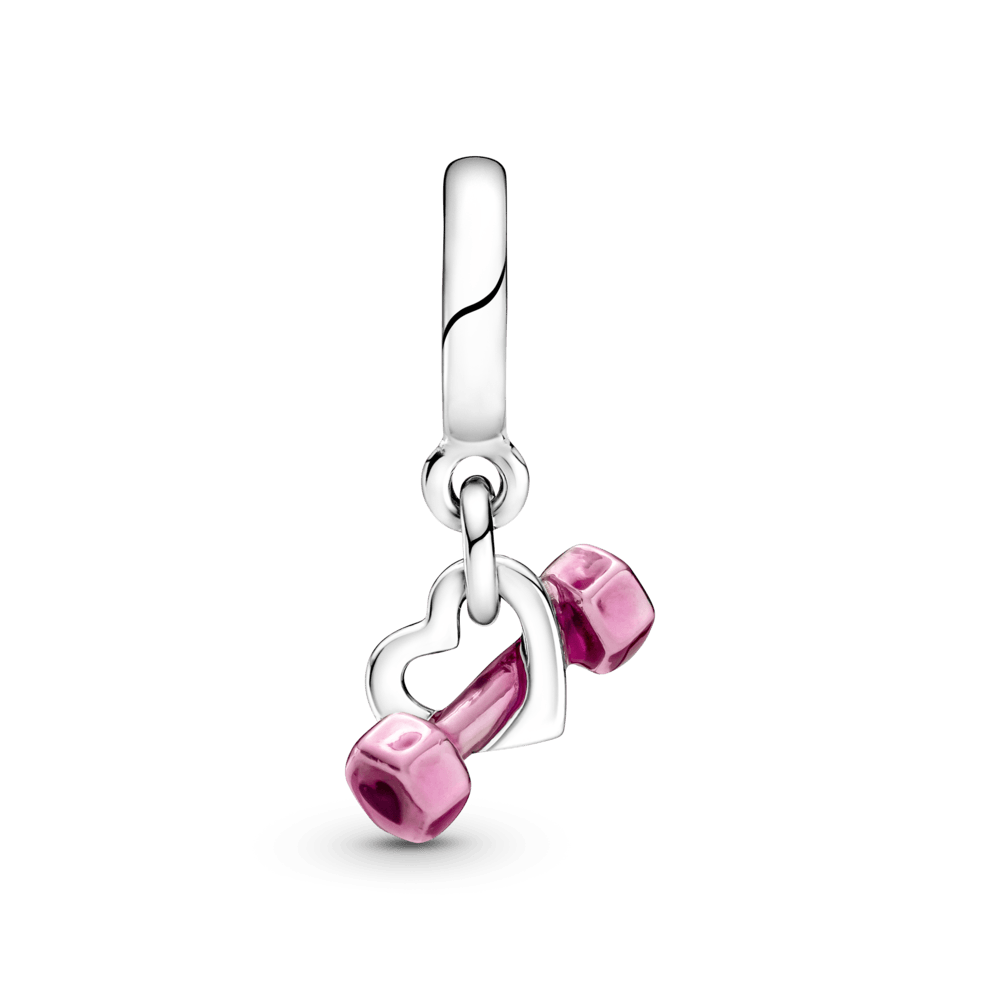 Charm Plata 925 - Colgante Mancuerna Y Corazón