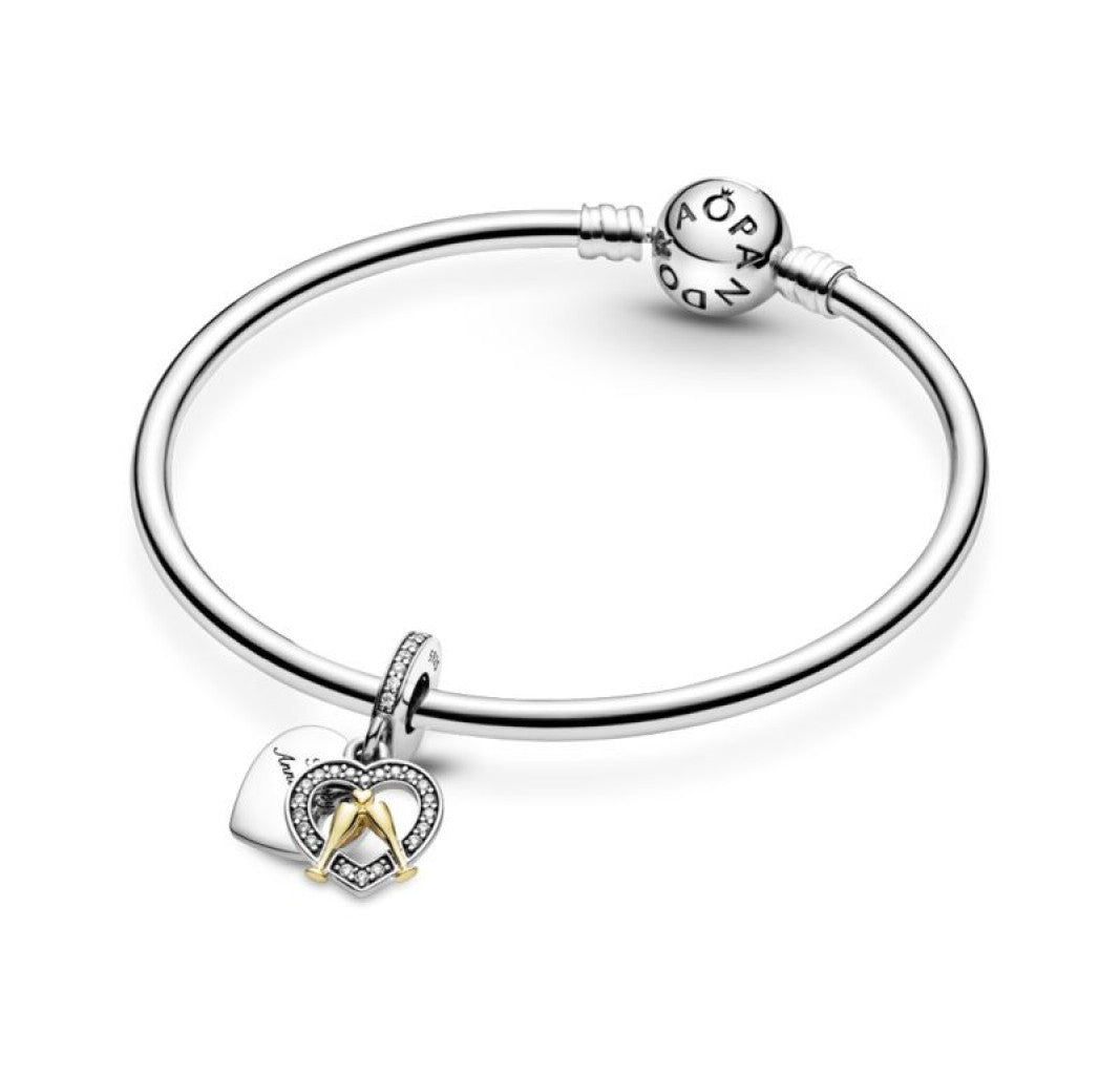 Charm Plata 925 - Colgante Feliz Aniversario En Dos Tonos