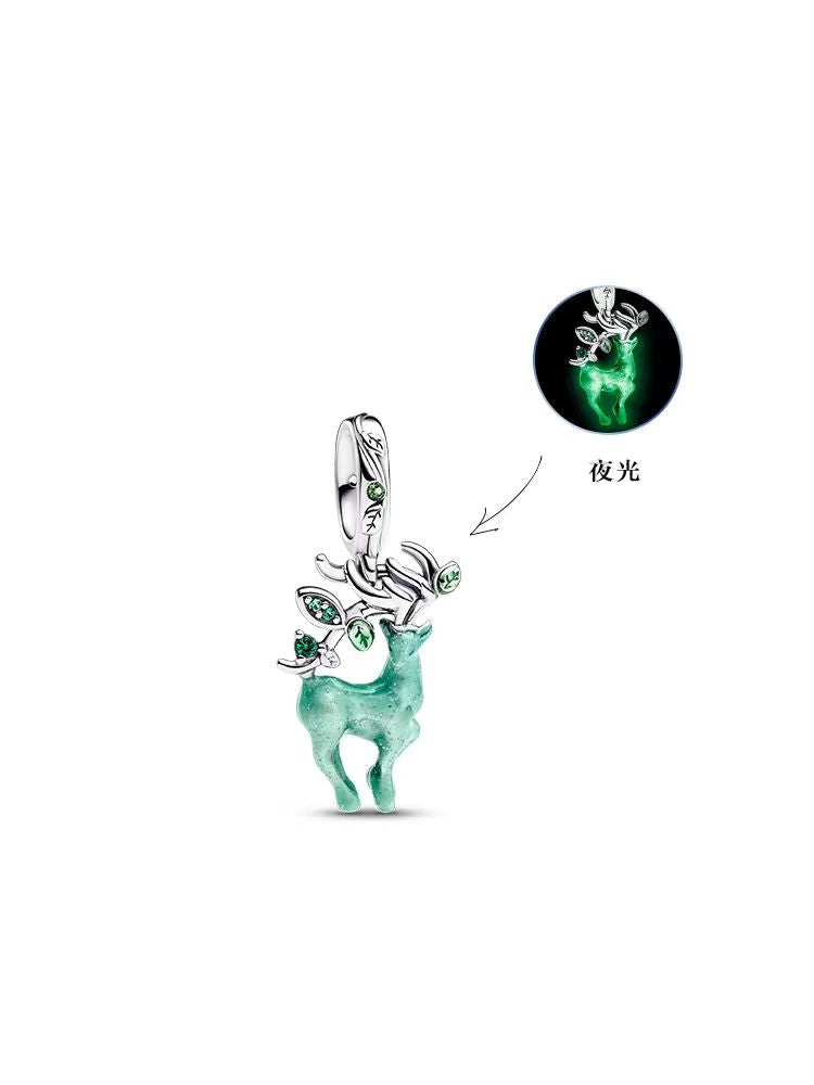 Charm Plata 925 - Alce Verde Brilla En La Oscuridad