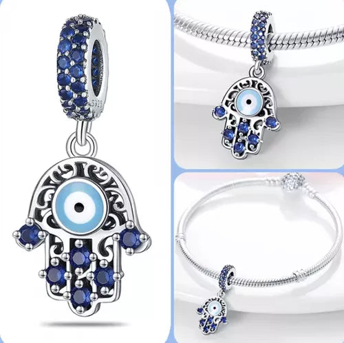 Charm Plata 925 - Amuleto Mano Protectora Ojo Turco