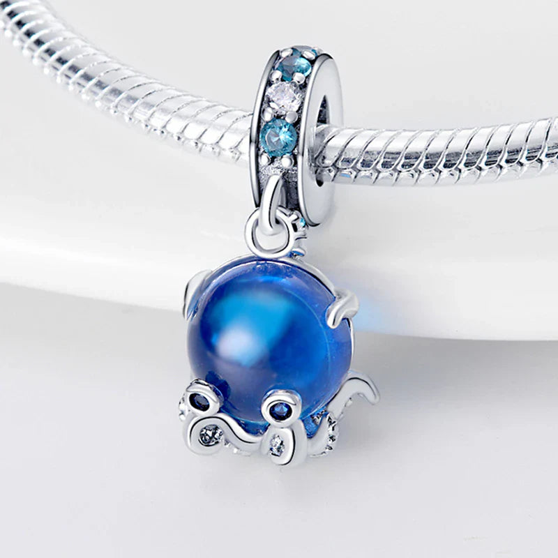 Charm Plata 925 - colgante pulpo tierno de cristal Murano