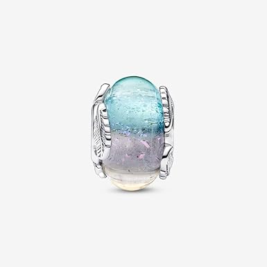 Charm Plata 925 - redondo separador murano multicolor ala curvada
