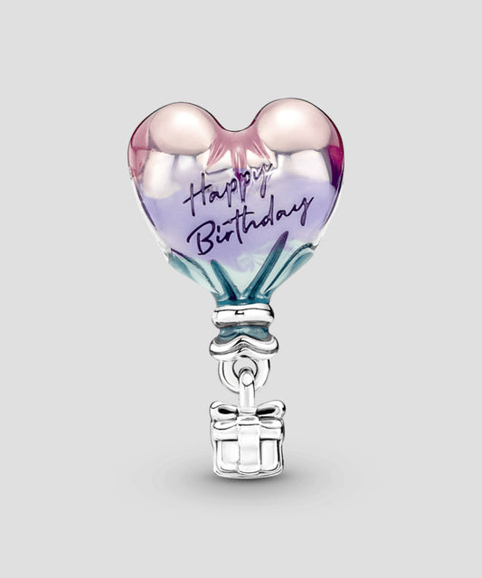 Charm Plata 925 - en plata Globo Aerostático Feliz Cumpleaños