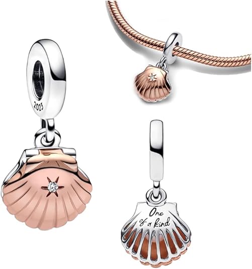 Charm Plata 925 - Colgante Concha de Mar Dos tonos