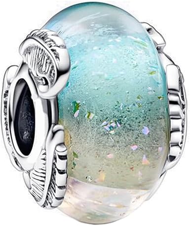 Charm Plata 925 - redondo separador murano multicolor ala curvada