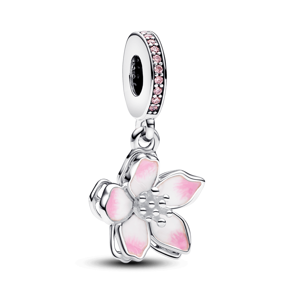 Charm Plata 925 - Colgante Flor rosa de Cerezo