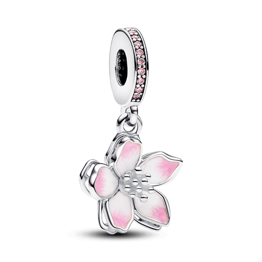 Charm Plata 925 - Colgante Flor rosa de Cerezo
