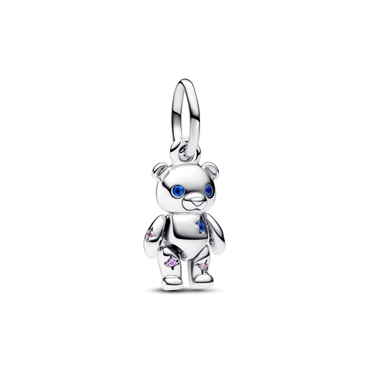 Charm Plata 925 - Colgante Osito de Peluche Móvil
