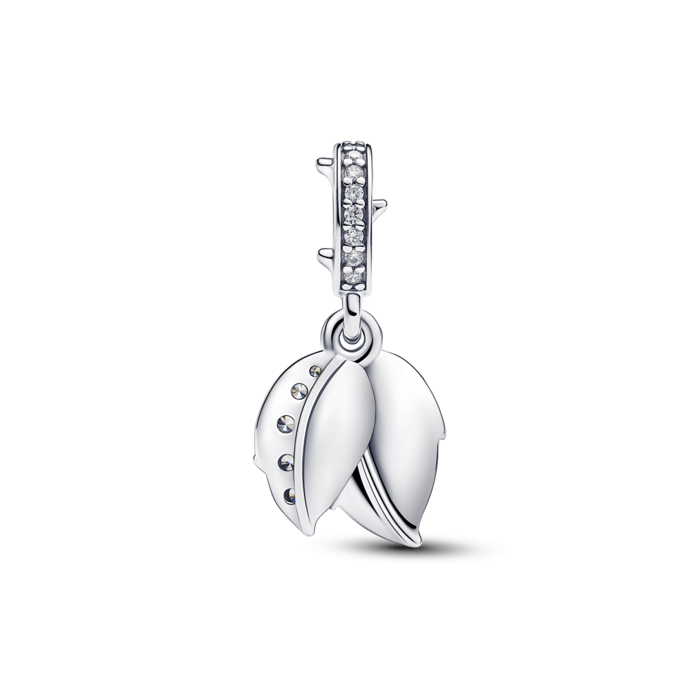 Charm Plata 925 - Colgante Doble Rosa Blanca Floreciendo