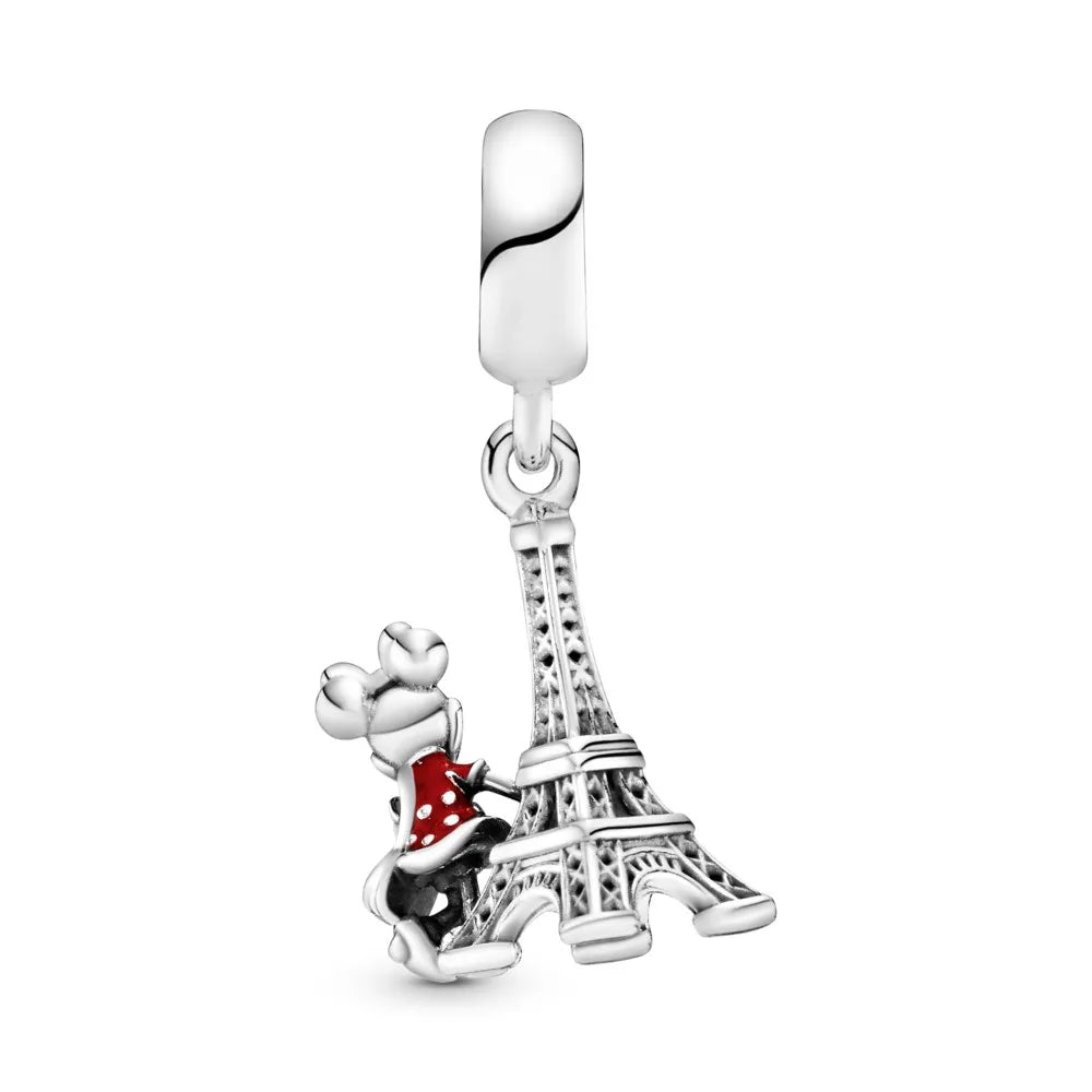 Charm Plata 925 - Charm colgante Torre Eiffel con Minnie Mouse