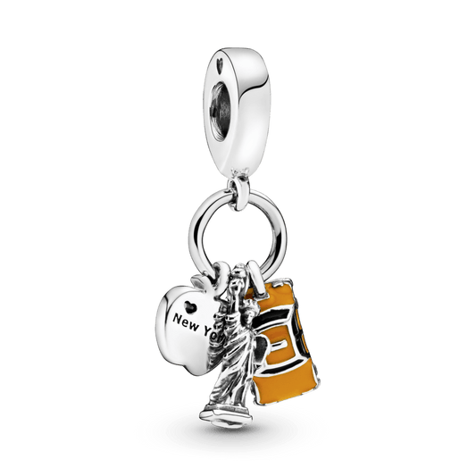 Charm Plata 925 - Charm Colgante con Símbolos De New York City