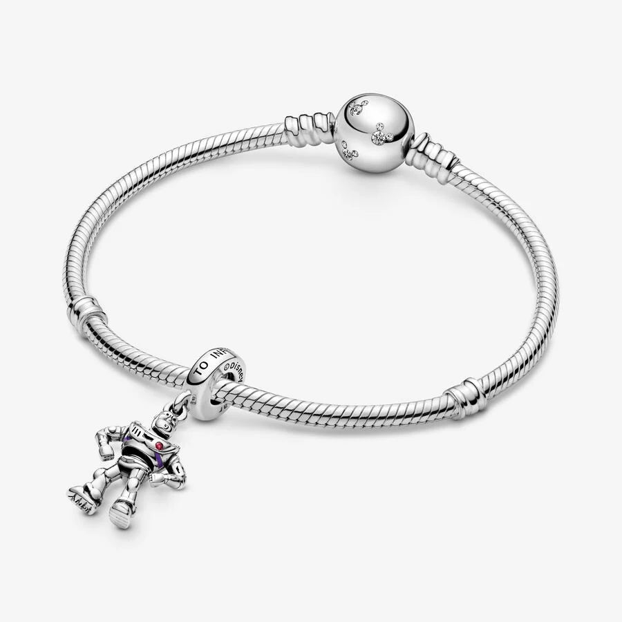 Charm Plata 925 - Disney Buzz Lightyear con circonita cúbica roja