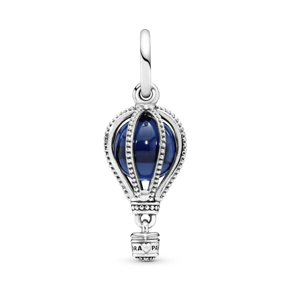 Charm Plata 925 - Colgante De Viaje Globo Aerostático Azul Oscuro