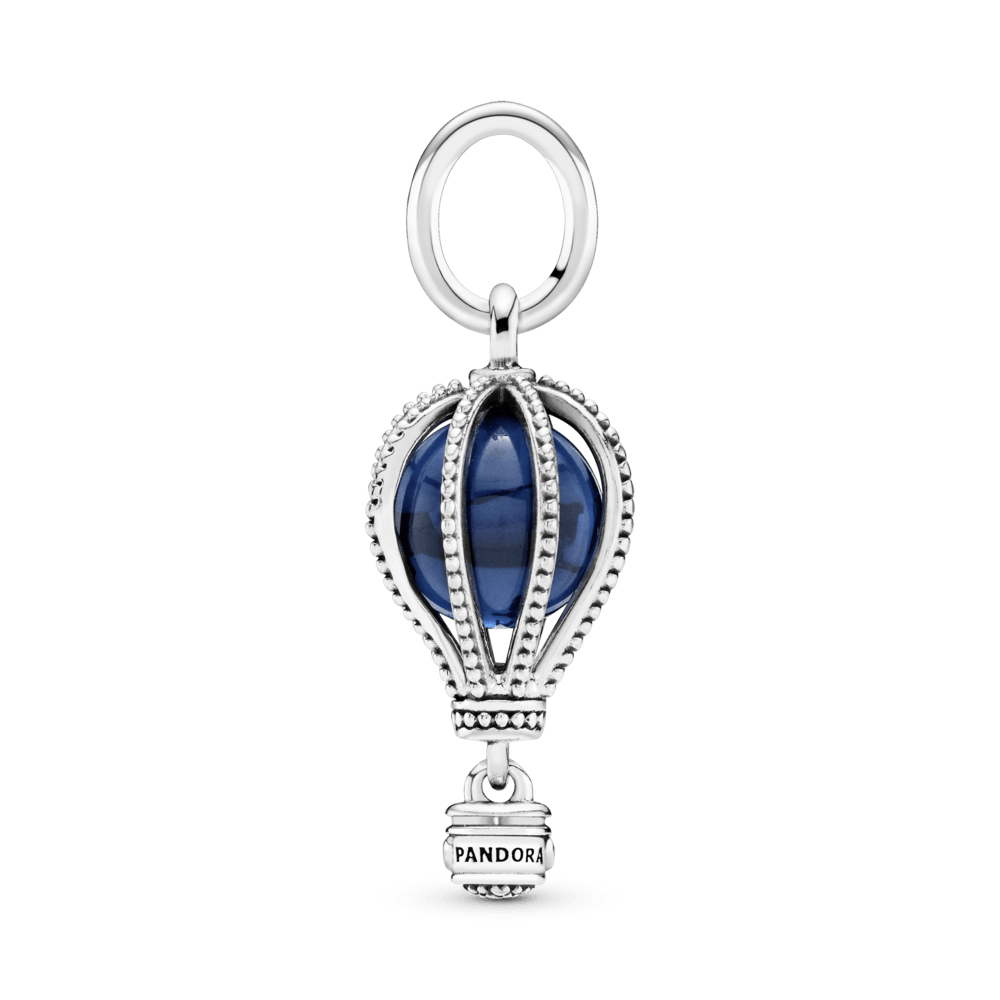 Charm Plata 925 - Colgante De Viaje Globo Aerostático Azul Oscuro