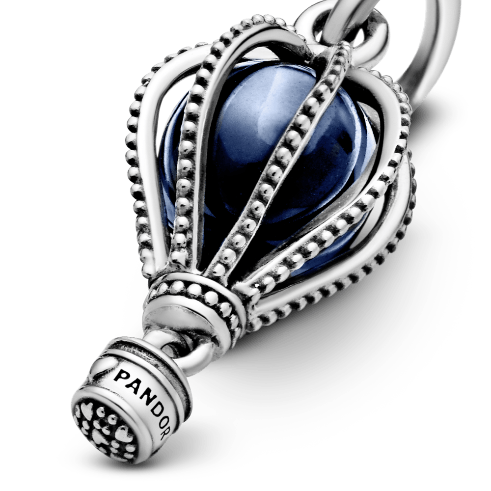 Charm Plata 925 - Colgante De Viaje Globo Aerostático Azul Oscuro