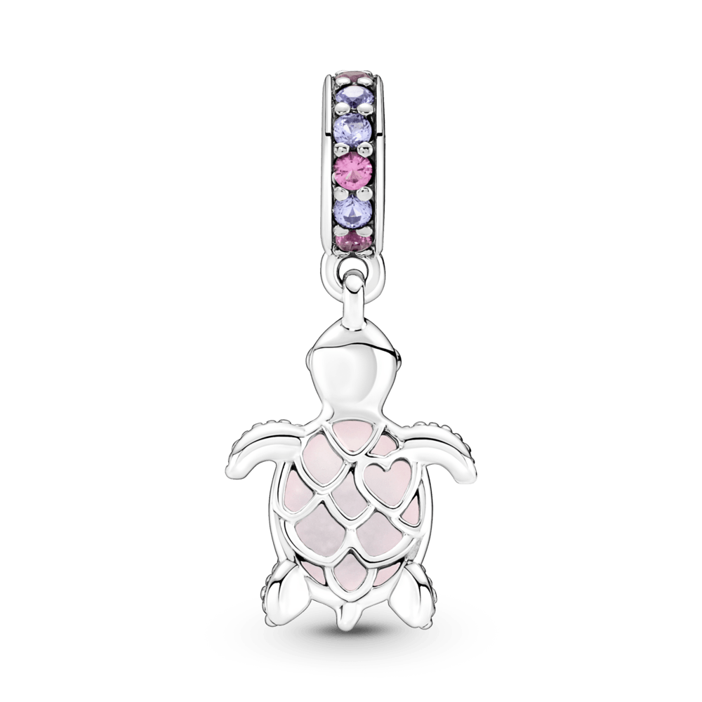 Charm Plata 925 - colgante Tortuga de mar rosa de cristal Murano