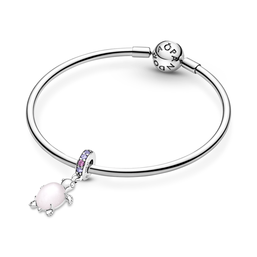 Charm Plata 925 - colgante Tortuga de mar rosa de cristal Murano