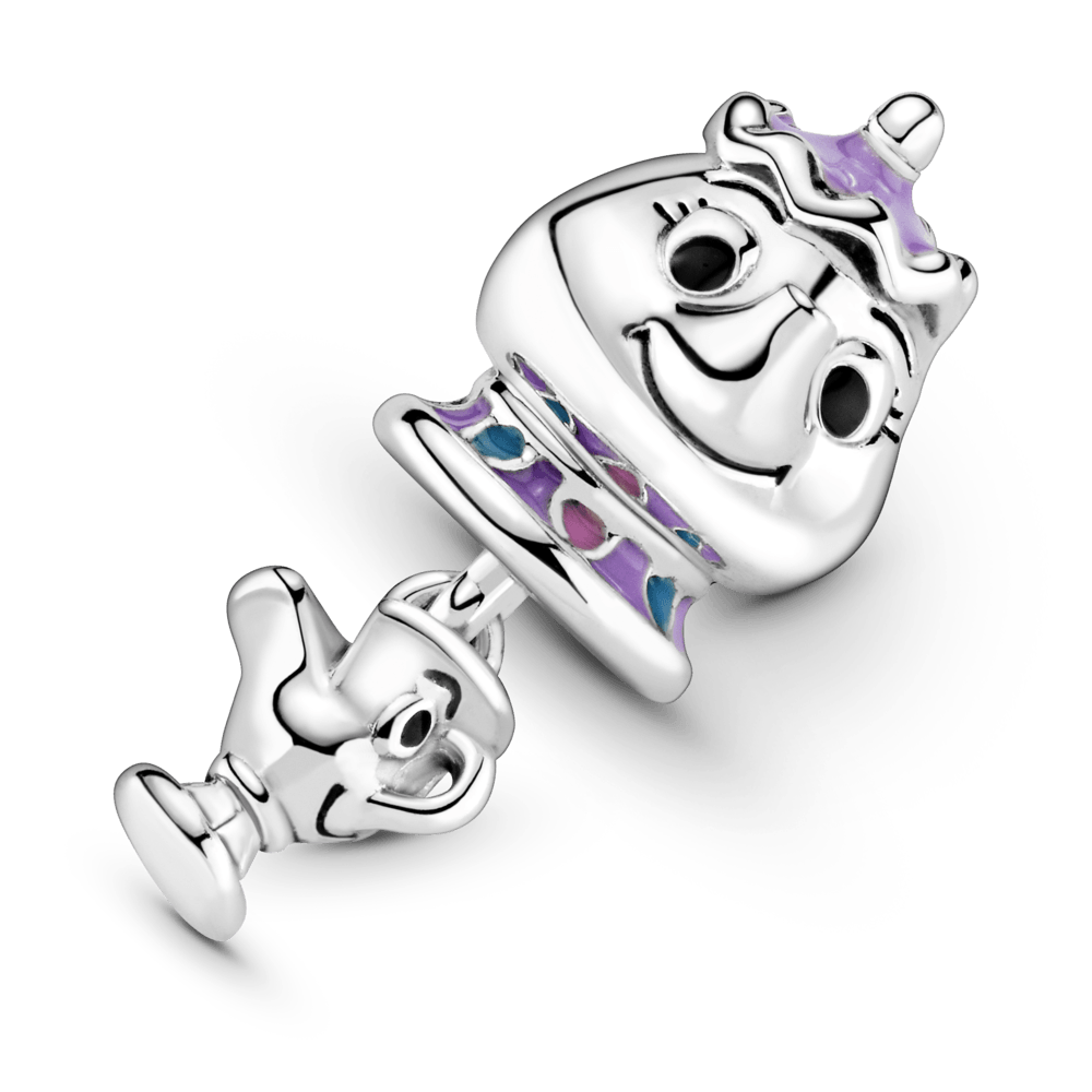 Charm Plata 925 - Colgante En Plata De Ley Sra. Potts Y Chip La Bella Y La Bestia De Disney