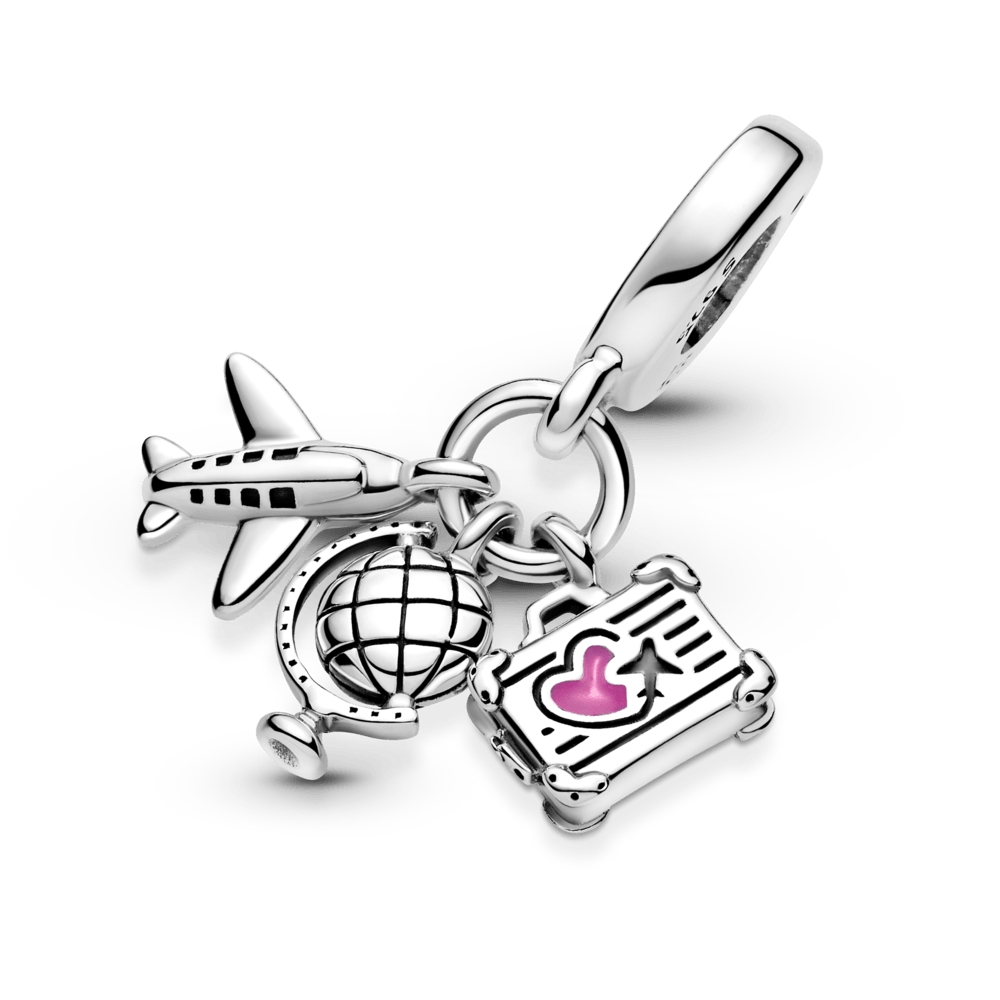 Charm Plata 925 - Colgante Avión, Globo Y Maleta