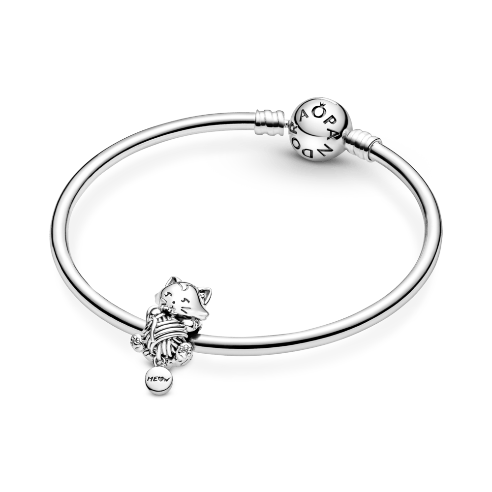 Charm Plata 925 - Gatito Y Bola De Estambre
