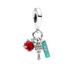 Charm Plata 925 - colgante triple manzana, antorcha, Time Square New York