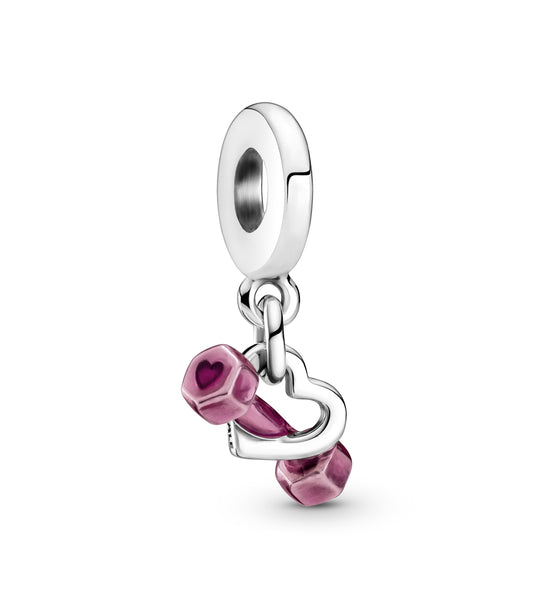 Charm Plata 925 - Colgante Mancuerna Y Corazón
