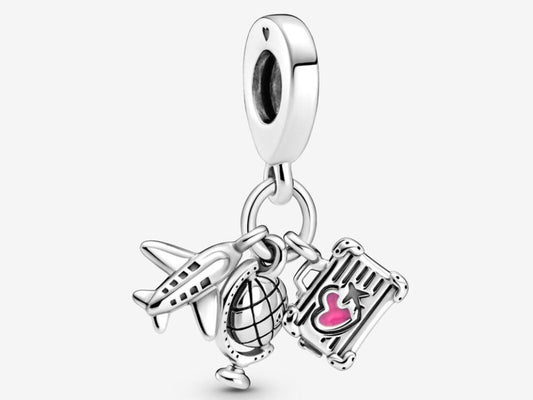 Charm Plata 925 - Colgante Avión, Globo Y Maleta
