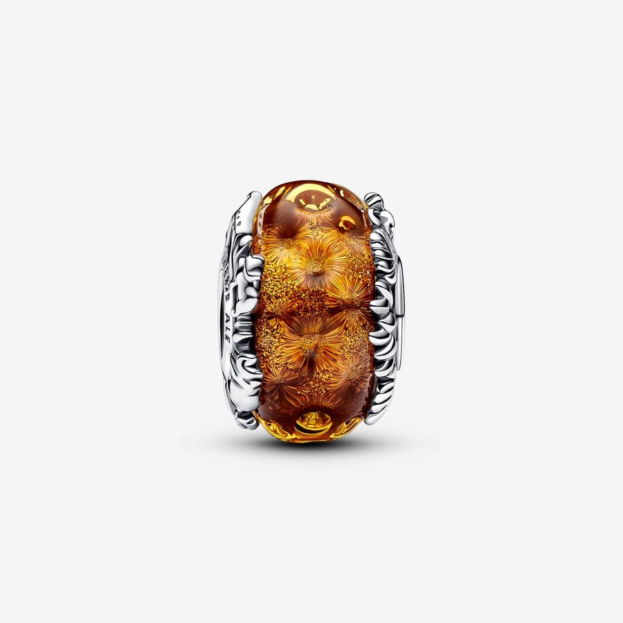 Charm Plata 925 - Redondo Naranja Murano Timon Y Pumba