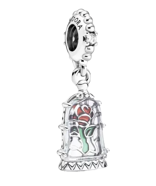Charm Plata 925 - Rosa La Bella Y La Bestia