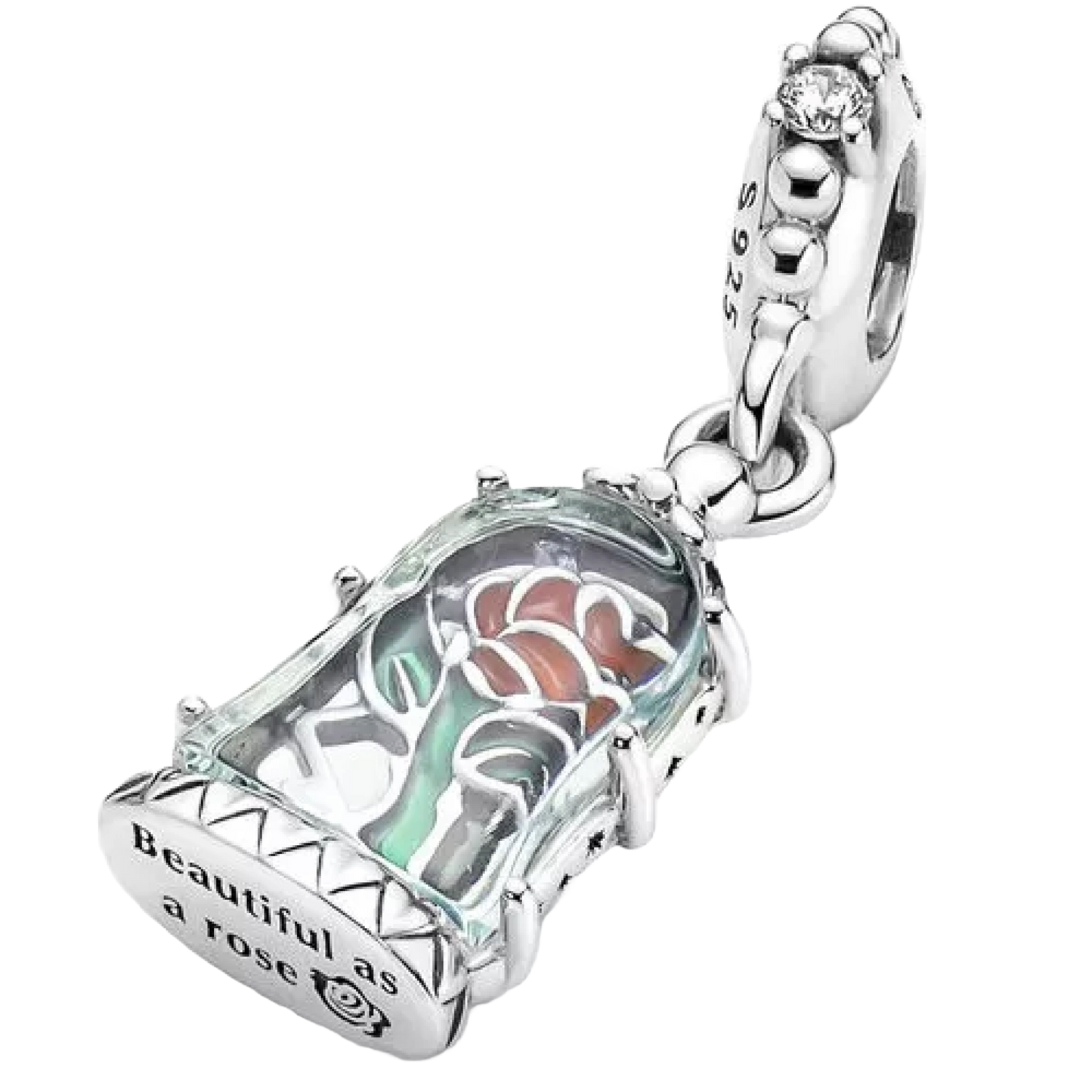 Charm Plata 925 - Rosa La Bella Y La Bestia