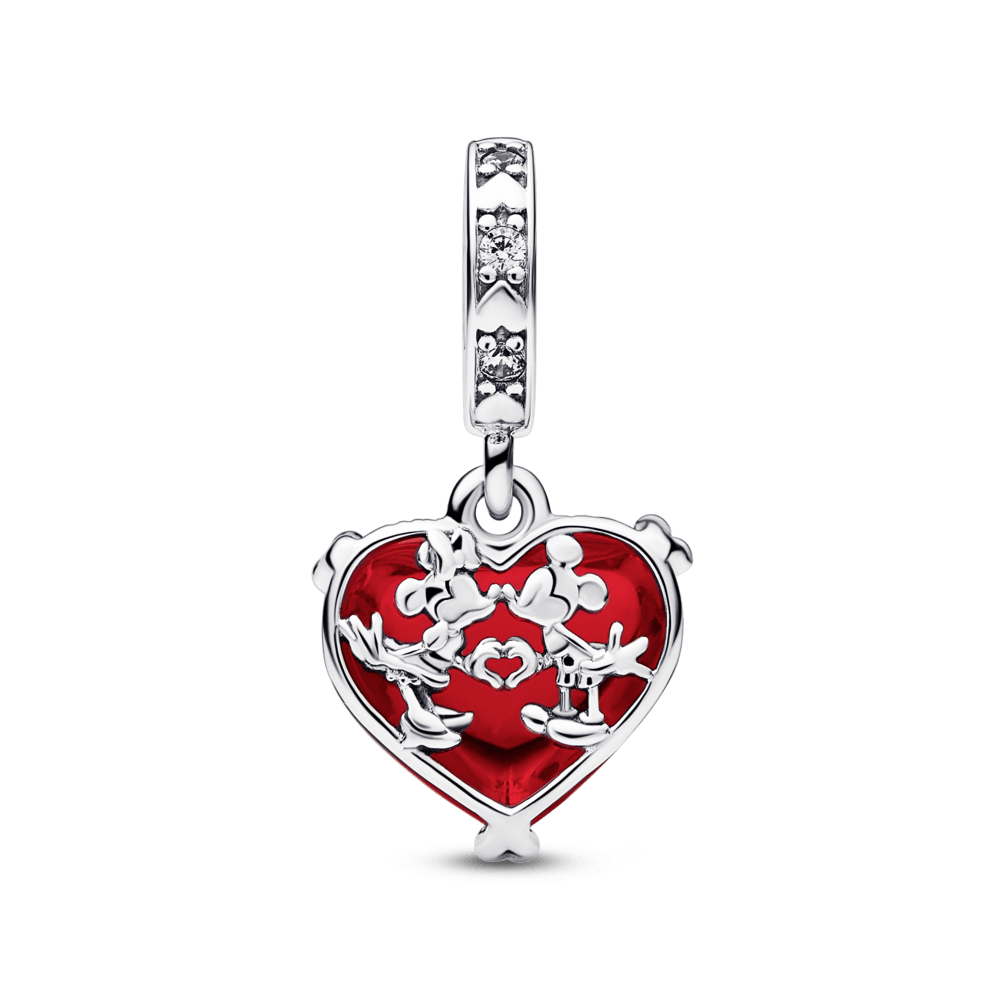 Charm Plata 925 - Corazón Rosa Mickey Beso