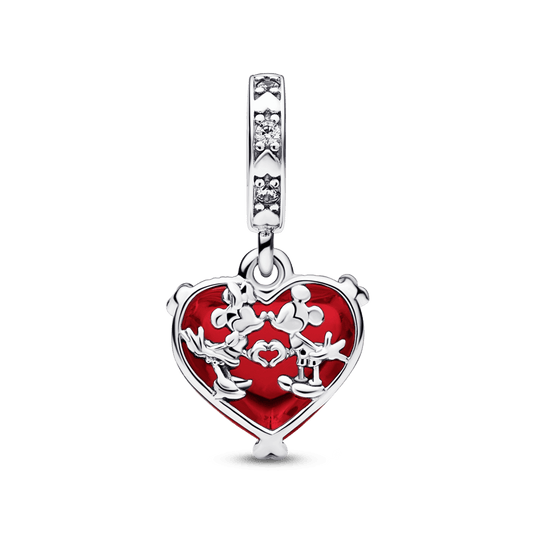 Charm Plata 925 - Corazón Rosa Mickey Beso