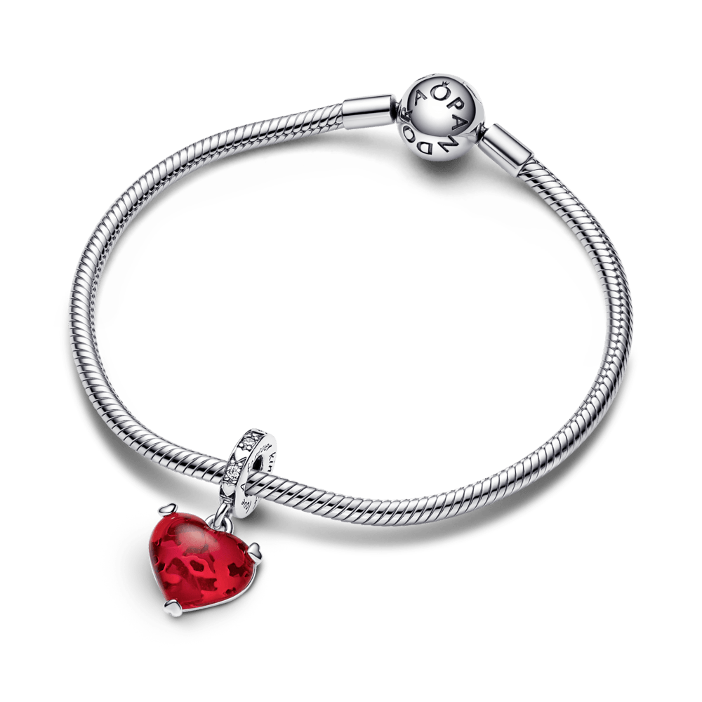 Charm Plata 925 - Corazón Rosa Mickey Beso