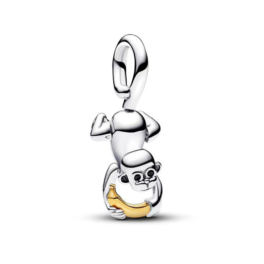 Charm Plata 925 - Chango Mono Changuito Dos Tonos Dorado