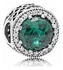 Charm Plata 925 - Redondo Cristal Verde