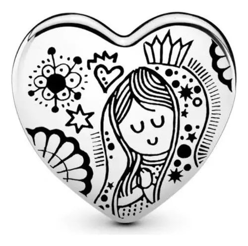 Charm Plata 925 - Corazón Distroller Virgen de Guadalupe