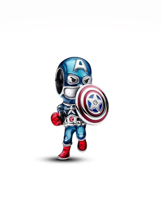 Charm Plata 925 - Spiderman Capitán América de Marvel