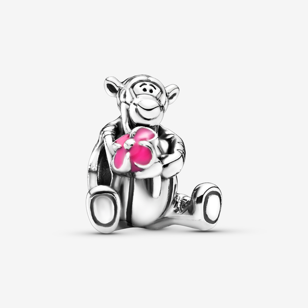 Charm Plata 925 - Tigger de Winnie Pooh con flor rosa