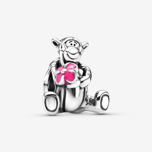 Charm Plata 925 - Tigger de Winnie Pooh con flor rosa